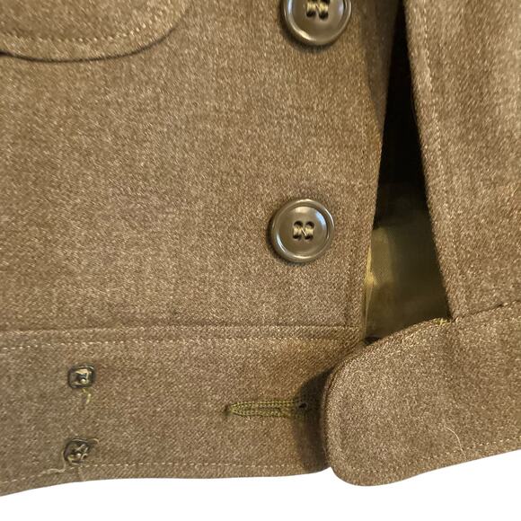 Vintage US Army 40s Olive Drab Green Uniform Jacket Button Fly Wide Leg Pants 38 - Picture 10 of 16